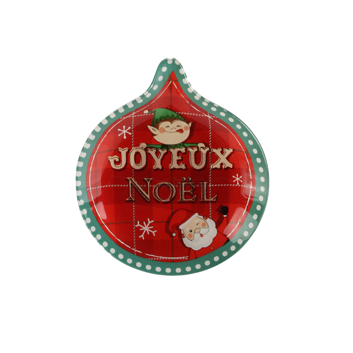 Mini plat boule Noël – 15,2 × 18 cm - Rouge