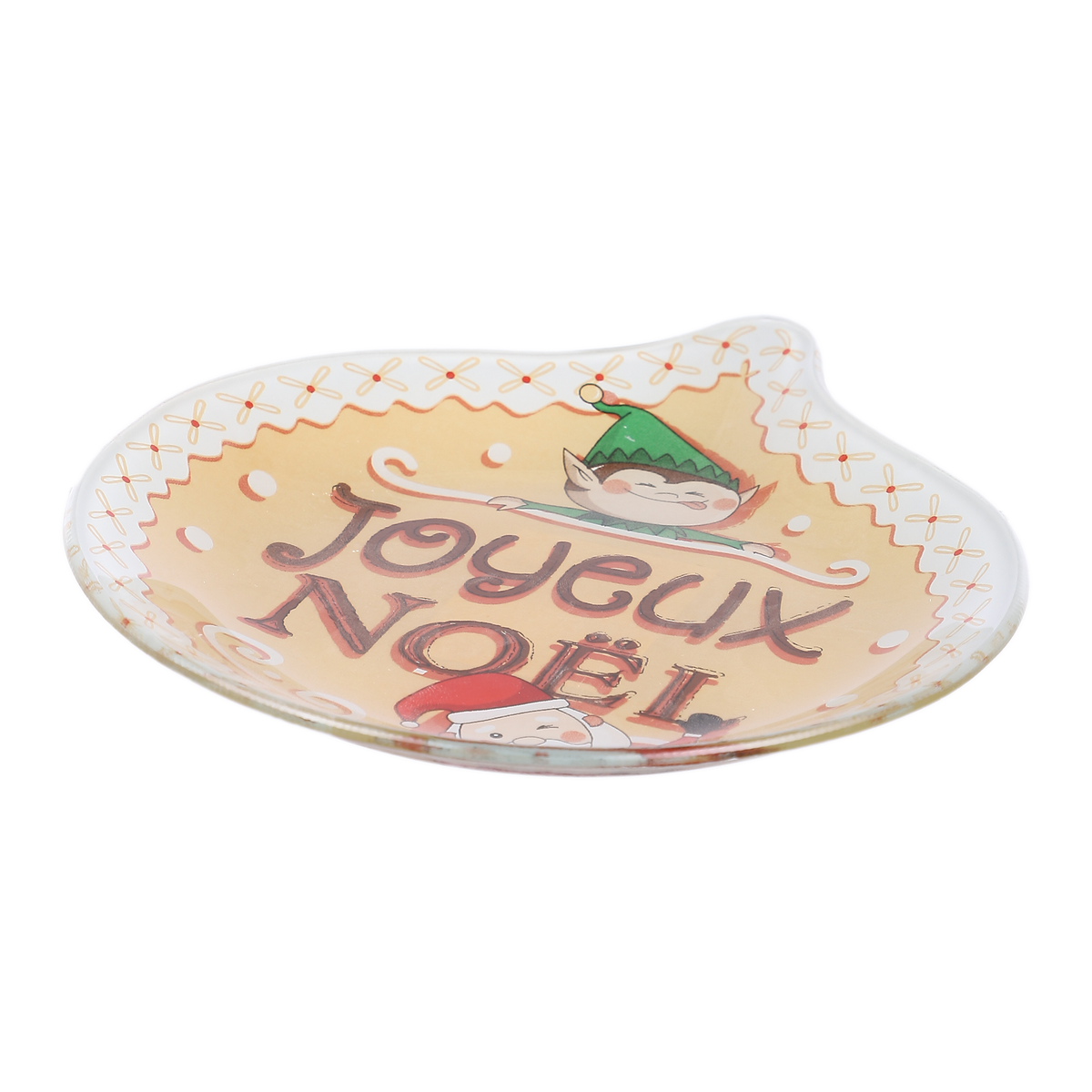 Mini plat boule Noël – 15,2 × 18 cm - Beige