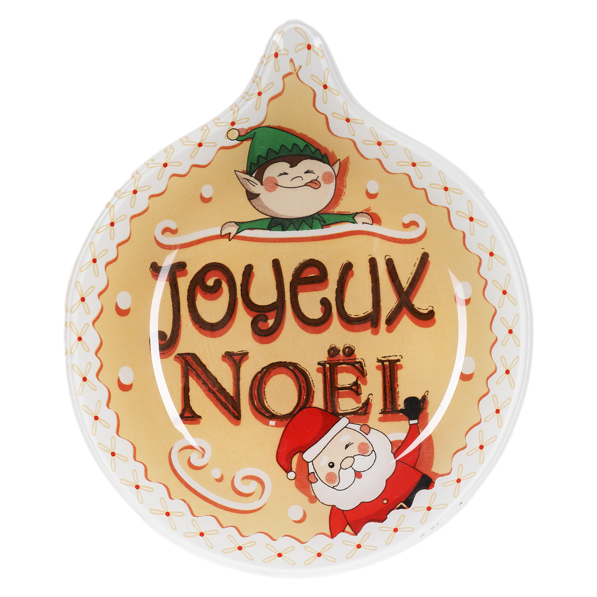 Mini plat boule Noël – 15,2 × 18 cm - Beige
