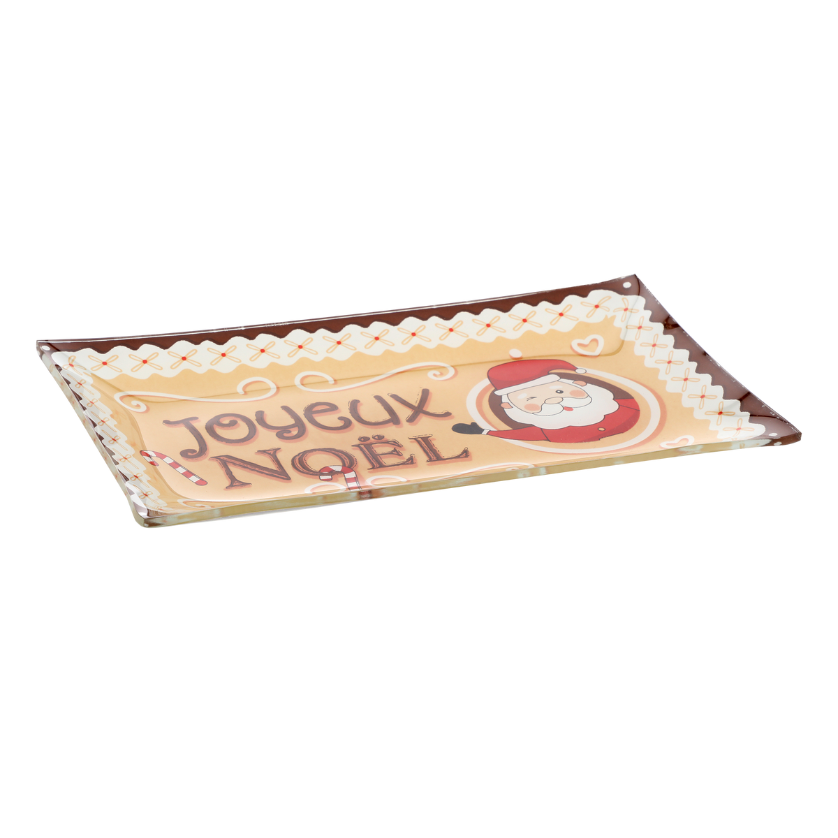 Plat de Noël rectangle  - Beige