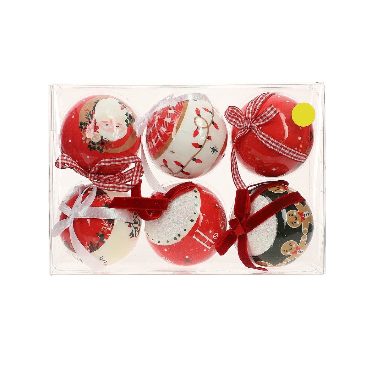 Lot de 6 boules de Noël  - Rouge