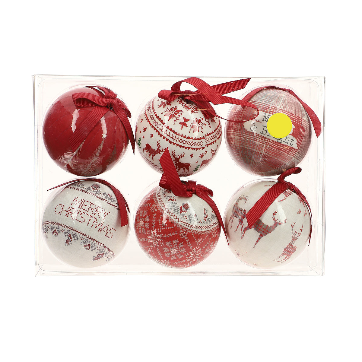 Lot de 6 boules de Noël  - Rose