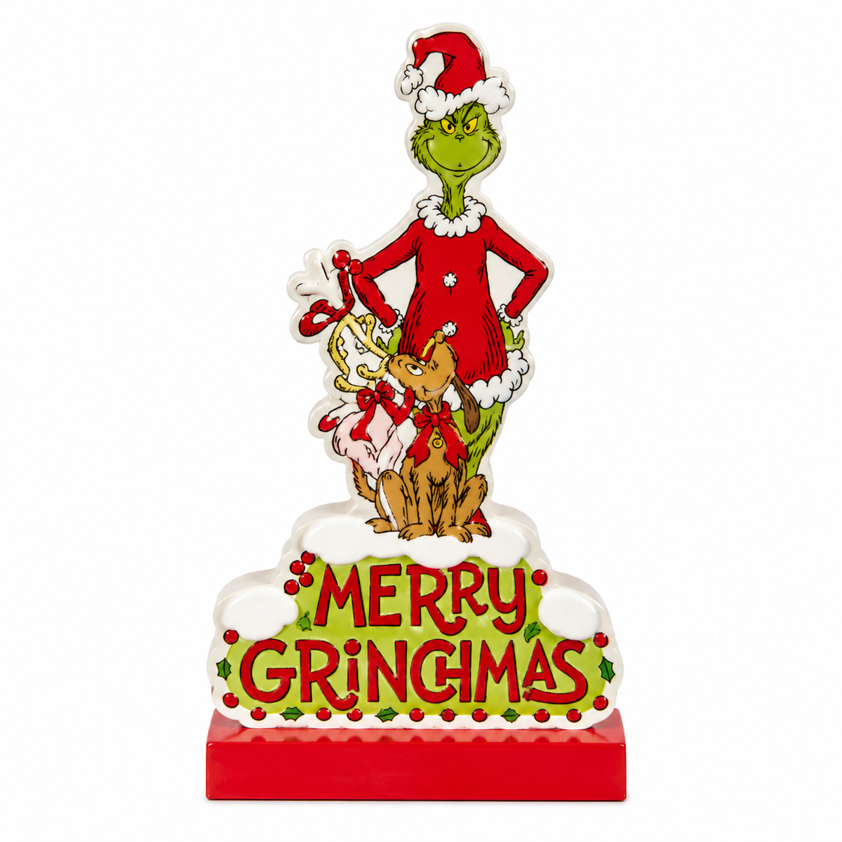 Décoration de Noël Grinch en bois – 10 × 3,5 × 16 cm