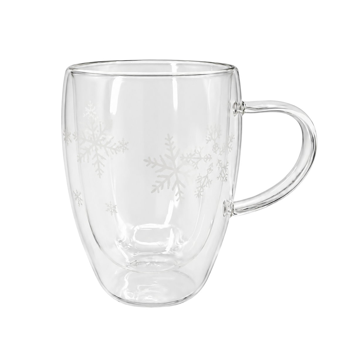 TASSE A CAFE DOUBLE PAROI TRANSPARENT DECO NOEL 350ML