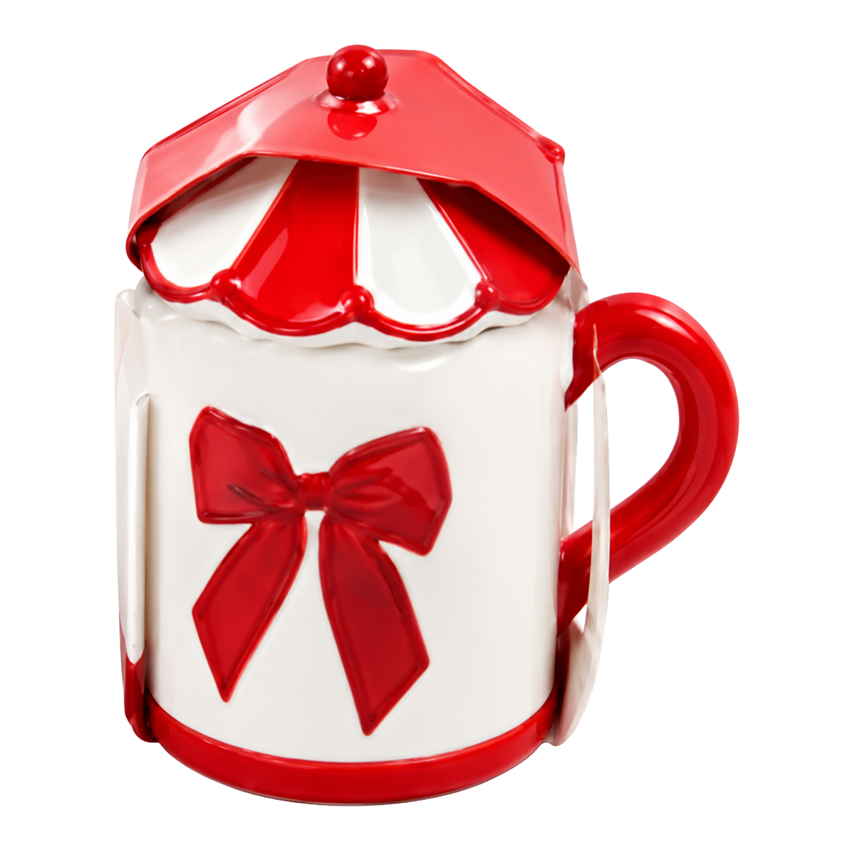 TASSE CERAMIQUE AVEC COUVERLCE DECOR NOEL 400ML
