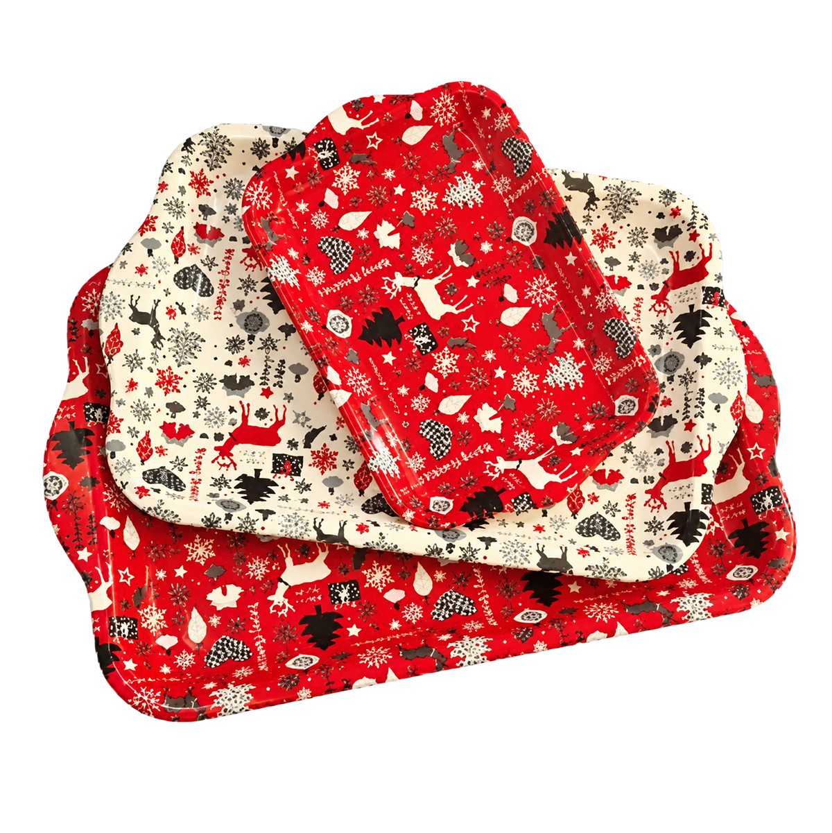 Plateau en plastique décor de Noël assortiment – Cook Keen – 28 × 18,5 × 2 cm