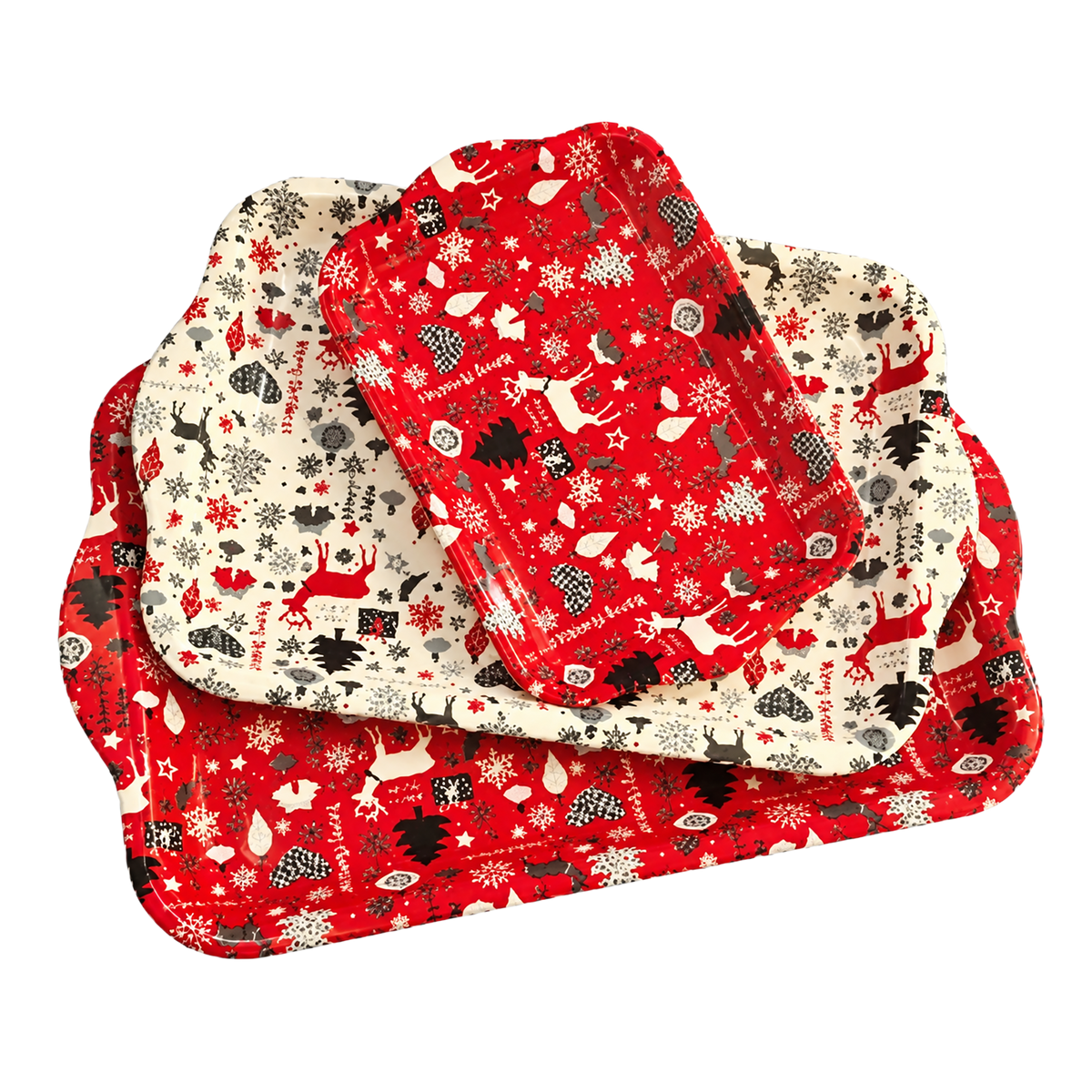 PLATEAU EN PLASTIQUE DECOR NOEL 40X26.5X2.5CM