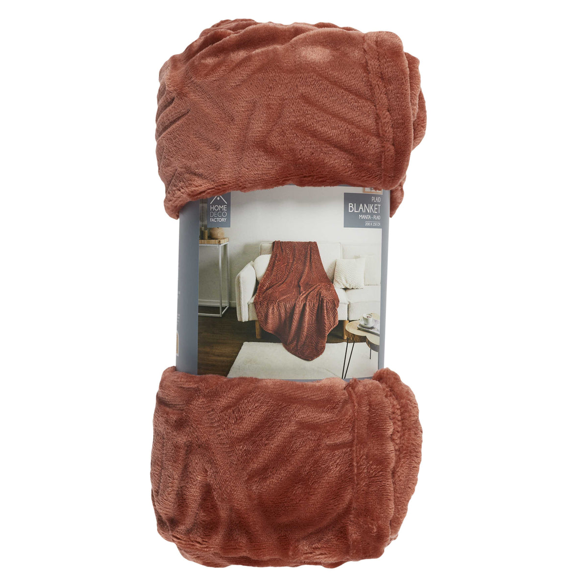 Plaid en flanelle embossée terracotta Home Deco Factory – 150 × 200 cm