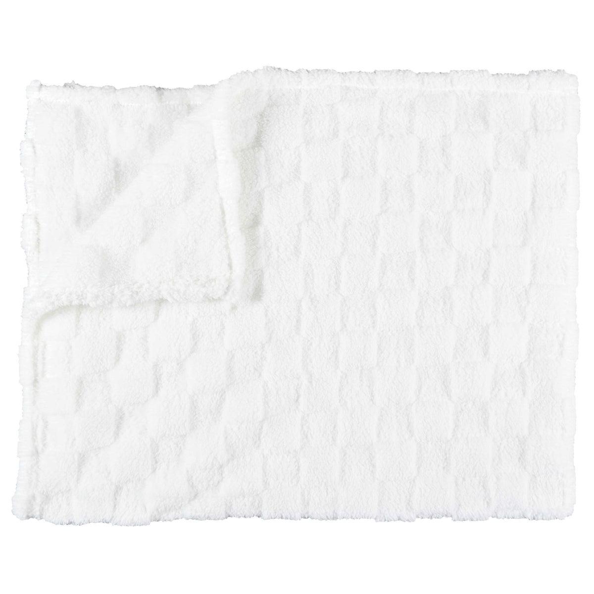 Plaid en flanelle à damier blanc et beige Home Deco Factory – 120 × 150 cm