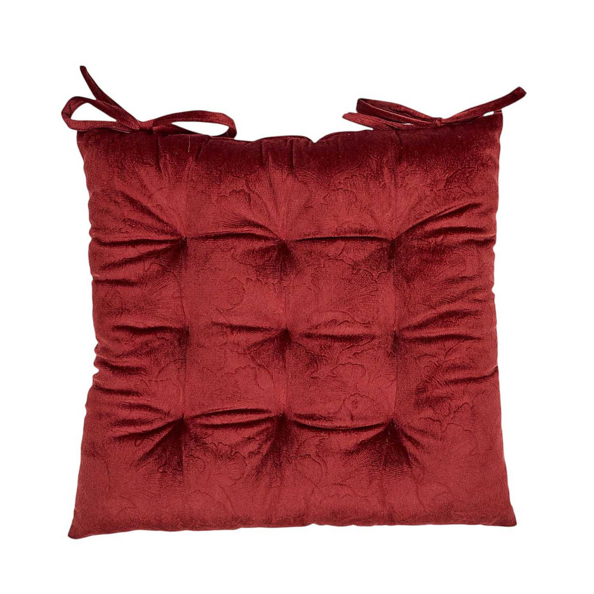 Galette de chaise velours embossé 40 × 40 cm - Rouge