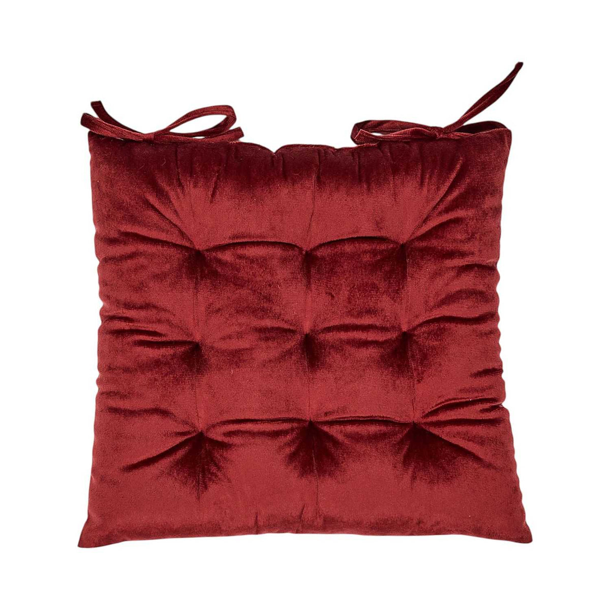 Galette de chaise velours embossé 40 × 40 cm - Rouge