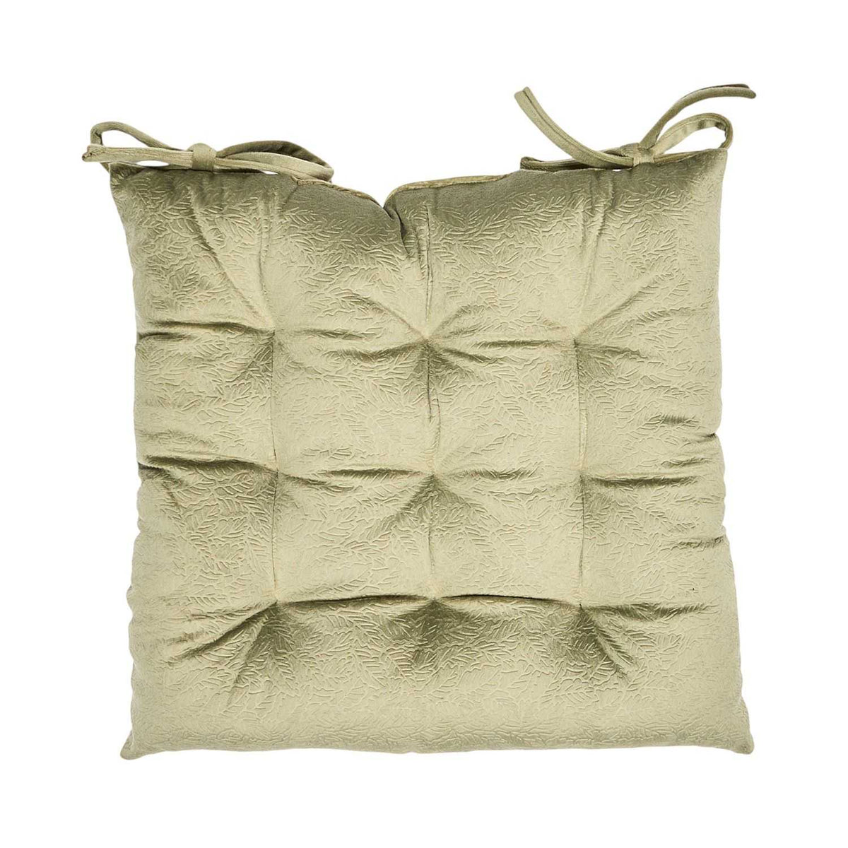 Galette de chaise velours embossé 40 × 40 cm - Vert
